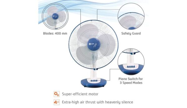 Orient Electric Desk-25 400mm Table Fan (Crystal White) - Image 3