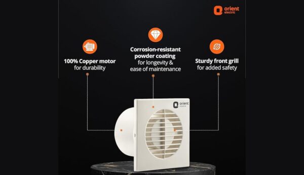 Orient Electric Smart Air 150mm Exhaust Fan for Kitchen, Bathroom, Cabins (White, Pack of 1) - Image 3