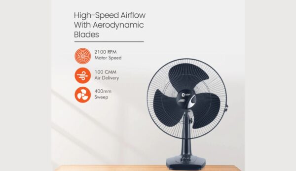 Orient Electric Table 27 Trendz 400mm High Speed Table Fan Electric Blue - Image 2