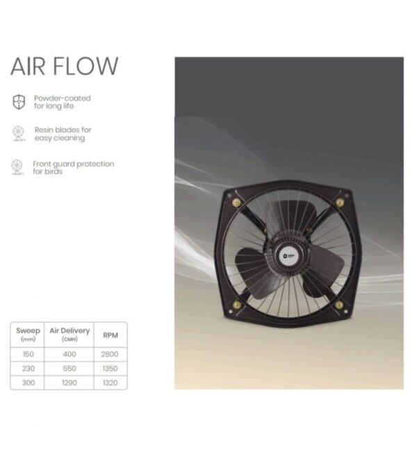 Orient Electric Air Flow Exhaust Fan, 300 mm, Black and Grey - Image 2
