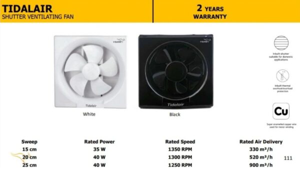 V-Guard TIDALAIR 25 Cm Exhaust Fan (White) - Image 2