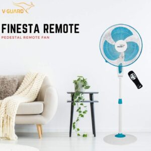 V-Guard FINESTA REMOTE NEO 40Cm Pedestal Fan with BLDC (Blue, Pack of 1)