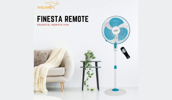 V-Guard FINESTA REMOTE NEO 40Cm Pedestal Fan with BLDC (Blue, Pack of 1)