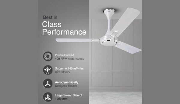 V-Guard Glado Prime VX 1.2 m Sweep 400 RPM Speed (PEARL WHITE SILVER) - Image 2