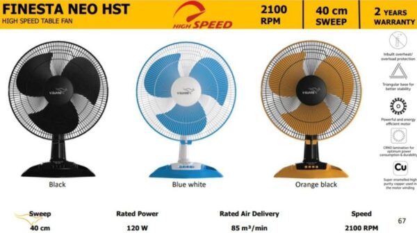 V-Guard FINESTA NEO HST 40CM Table Fan and Tower Fan (White/Blue) - Image 2