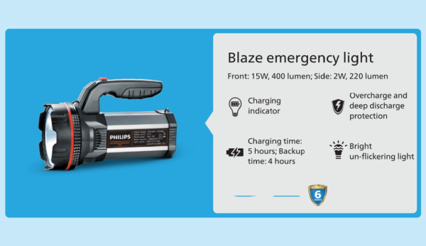 Philips Blaze Rechargeable Emergency Light - Image 2