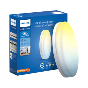 PHILIPS Full Glow (3 in 1) 15-watt Round LED Surface Downlighter | 3 Colors in 1 Rimless LED Downlighter | LED Ceiling Light for Home and Hall