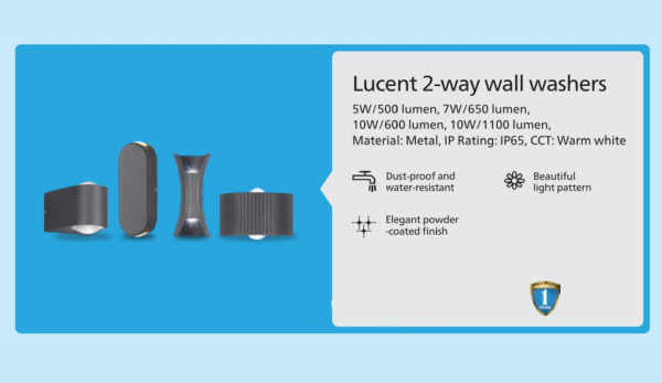 Philips Lucent 2-Way Wall Washers - Outdoor Wall Light for Decoration - Image 2